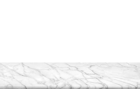 Abstract Natural texture marble floor on white background : Top view of marble table for graphic stand product, interior design or montage display your product.の写真素材