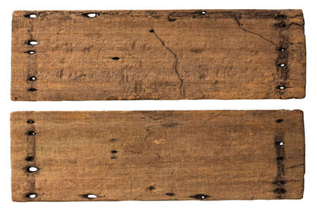 Abstract Natural wood table texture isolated on white background : Top view of plank wood for graphic stand product, interior design or montage display your productの写真素材