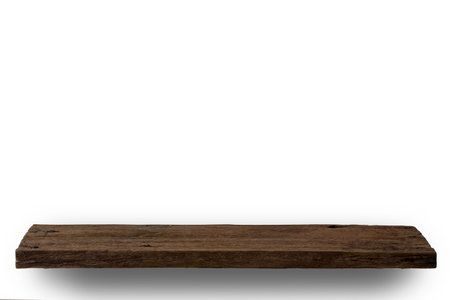 Abstract Natural wood table texture isolated on white background : Top view of plank wood for graphic stand product, interior design or montage display your productの写真素材