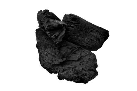 Natural black charcoal from old tree. High wood energy coal for warm in the winter or for household.の写真素材