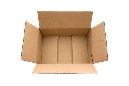 Brown cardboard open box on white background special for gift. picture used design