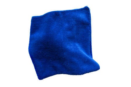 Abstract blue microfiber cleaning cloth on white. Background copy space for add text or art work design.の写真素材