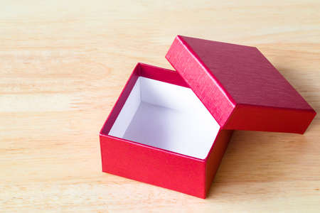 Special Gift open box decoration on wooden floor with ribbon. concept of Christmas and New Year or greeting card valentine day.の写真素材