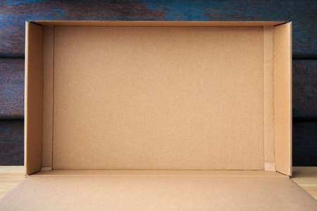 Abstract inside open cardboard packaging box for background or add text message, backdrop design...