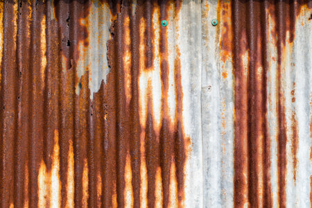 Galvanized metal sheet, Rusted iron plate for backgroundの写真素材