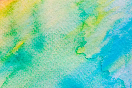 Abstract Hand painted brush Watercolor Colourful wet background on paper. Handmade Pastel colour texture art for creative backdrop wallpaper or design art work.の写真素材