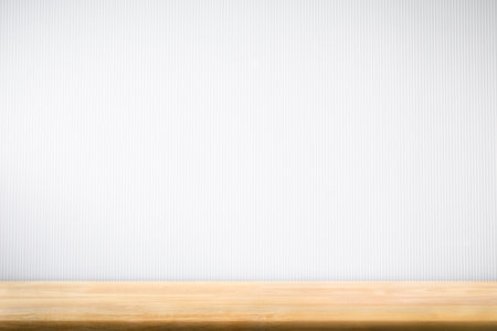 Abstract Natural wood table texture isolated on white background : Top view of plank wood for graphic stand product, interior design or montage display your productの写真素材