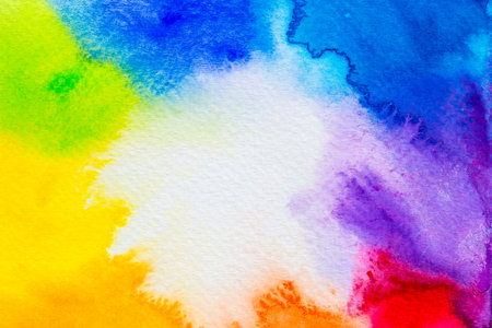 Abstract Hand painted brush Watercolor Colourful wet background on paper. Handmade Pastel colour texture art for creative backdrop wallpaper or design art work.の写真素材