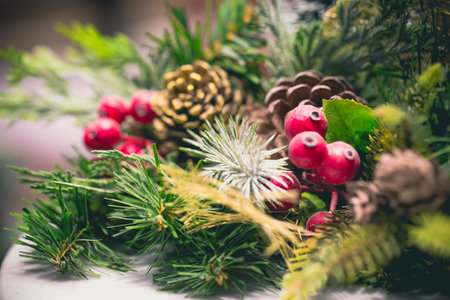 Vintage tone of christmas background for decoration. Xmas or New Year 2018 backdrop photo.の写真素材