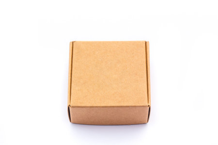 Brown cardboard box on white background special for gift. picture used design