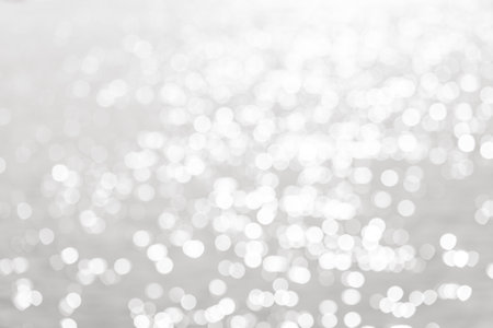 abstract white light blur bokeh for background. Christmas backgroundの写真素材