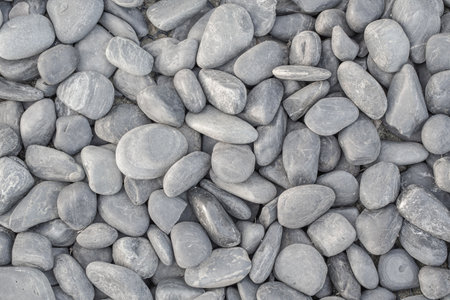 small smooth waterworn black pebbles or stones for use decor and garden landscaping. tone garden...