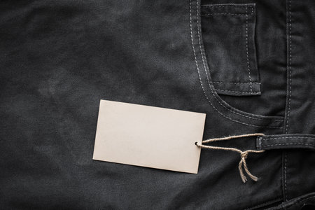 Cloth jean label tag with blank black mockupの写真素材