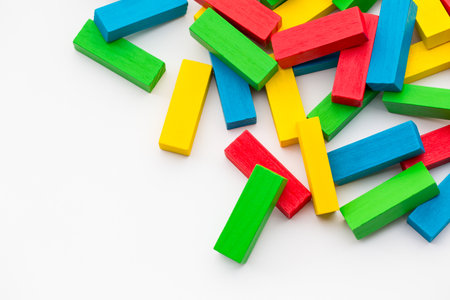 Colour blocks wood background. education game backdrop.の写真素材