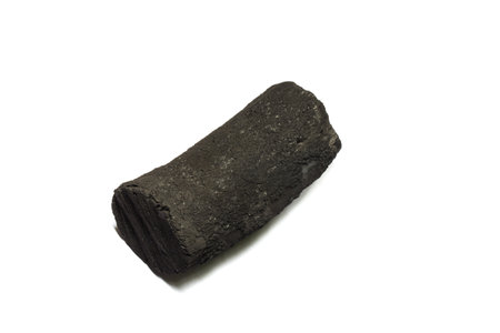 Natural black charcoal from old tree. High wood energy coal for warm in the winter or for household.の写真素材