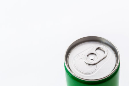 close- up of top view Aluminum used can recycle isolated on white background