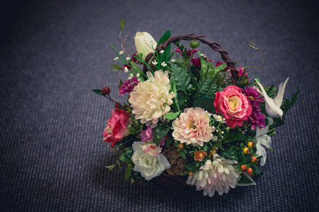 still life with Rustic bouquet. picture vintage tone.