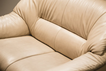close-up old sofa isolated on white backgroundの写真素材