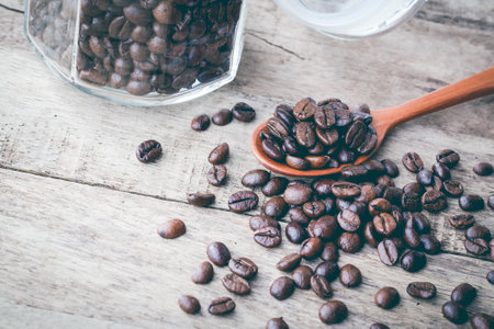 Roasted coffee beans background texture, Coffee beansの写真素材