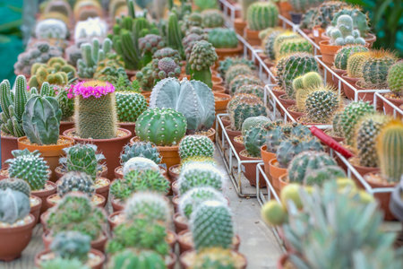 cactus in pot for decorate garden. vintage style picture. Image has shallow depth of field.の写真素材