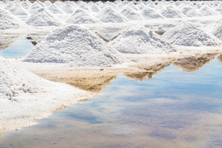 salt piles in the Saline from Samutsakorn, Thailandの写真素材
