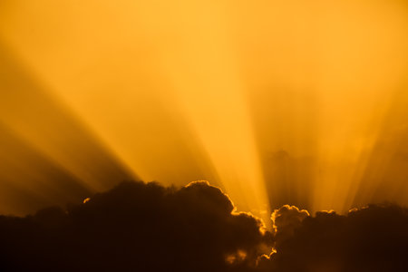 Abstract Dramatic red sky before. Sky sunset and clouds. picture backdrop design art work or text message.の写真素材