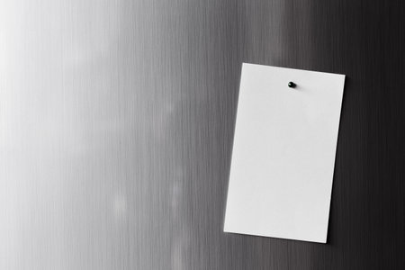 Empty paper sheet on door. Note paper with magnetic.の写真素材