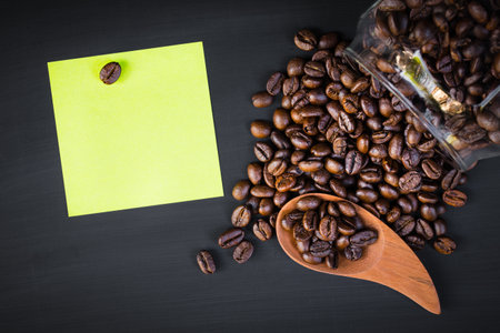 roasted coffee beans for background. Picture copy space for add text.の写真素材