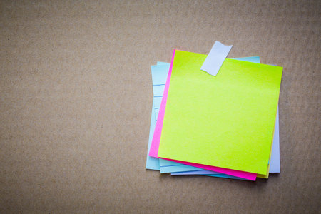 abstract paper note pin on cork board. cork board with blank notes. sticker noteの写真素材