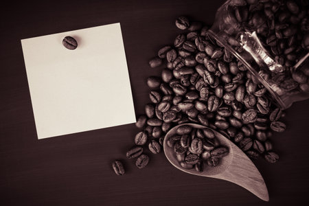 roasted coffee beans for background. Picture copy space for text.の写真素材