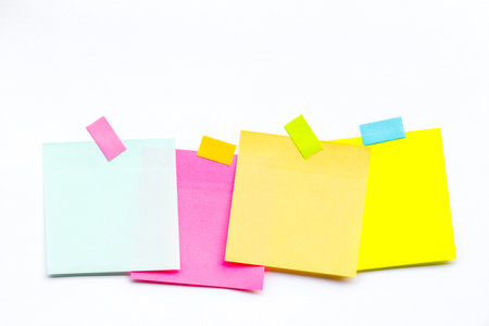 Abstract empty sticky note, isolated on white backgroundの写真素材