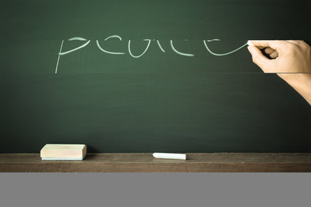 Abstract Chalk rubbed out on blackboard or chalkboard texture. clean school board for background or copy space for add text message. Backdrop of Education concepts.の写真素材