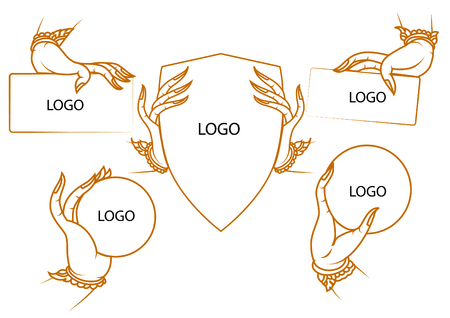 hands line thai vintage with logo Vector illustration.のイラスト素材