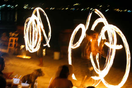 fire people showing their talent at the beach party in Koh Tao