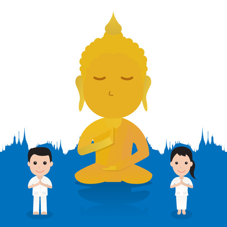 Buddha cartoon. illustration of Buddhist cartoon. Cartoon character vector illustration.のイラスト素材