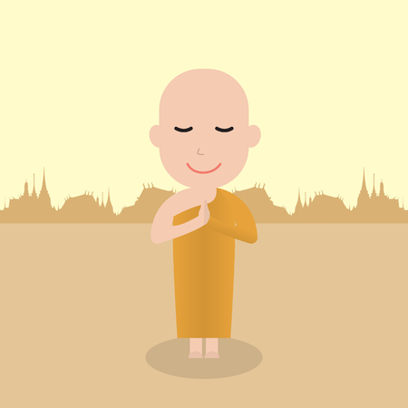 Buddha cartoon. illustration of Buddhist cartoon. Cartoon character vector illustration.のイラスト素材