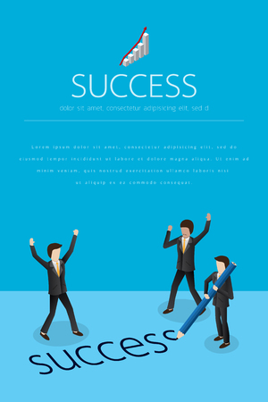 Business People with pencil writing success.vector illustrationのイラスト素材