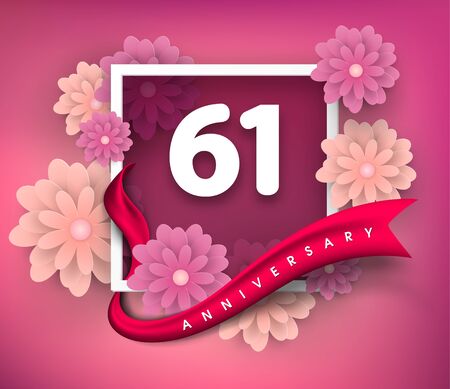 61 anniversary invitation cardのイラスト素材