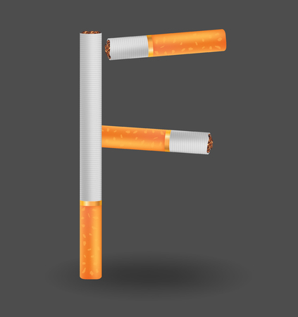Alphabet "F" made of cigarettes on illustrationのイラスト素材