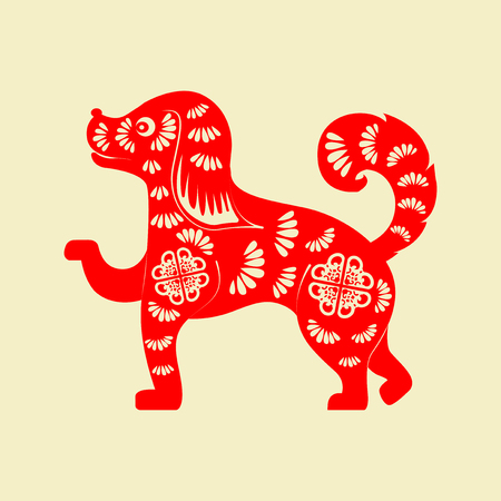2018 Chinese New Year Paper Cutting Year of Dog Vector Design for your greetings card, flyers, invitation, posters, brochure, banners, calendarのイラスト素材