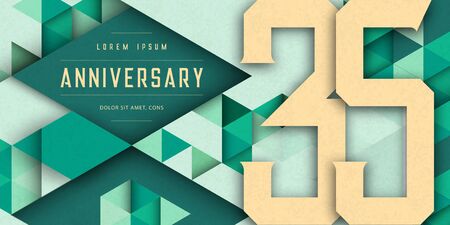 Anniversary emblems celebration 35th birthday vector illustration, with texture background, modern geometric style and colorful polygonal design. 35 Anniversary template design, geometric designのイラスト素材