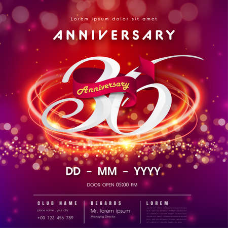 36 years anniversary logo template on red and pink  futuristic space background. 36th modern technology design celebrating numbers with Hi-tech network digital technology concept design elementsのイラスト素材
