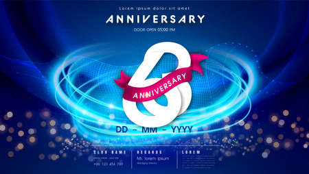 63 years anniversary  template on dark blue Abstract futuristic space background. 63rd modern technology design celebrating numbers with Hi-tech network digital technology concept design elements.のイラスト素材