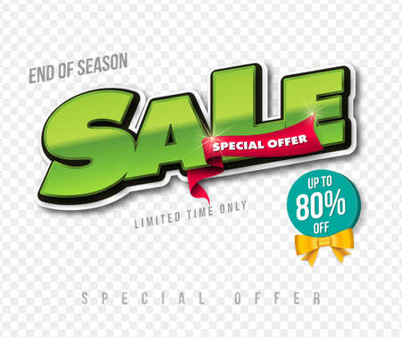 Sale banner transparency template design, Big sale special up to 80% off. Super Sale, end of season special offer banner. vector illustration.のイラスト素材