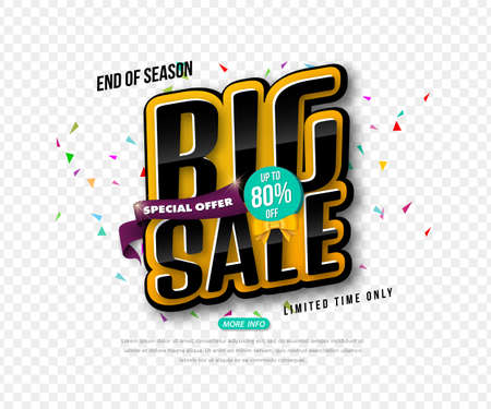 Sale banner transparency template design, Big sale special up to 80% off. Super Sale, end of season special offer banner. vector illustration.のイラスト素材