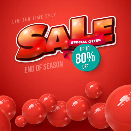 Sale banner template design with geometric background , Big sale special up to 80% off. Super Sale, end of season special offer banner. vector illustration.のイラスト素材
