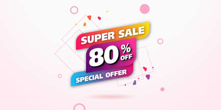 Sale banner transparency template design, Big sale special up to 80% off. Super Sale, end of season special offer banner. vector illustration.のイラスト素材