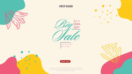 Sale banner template design with abstract background , Big sale special offer up to 80% off. Super Sale, end of season special offer banner. vector illustration.のイラスト素材