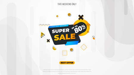 Sale banner template design with geometric background , Big sale special offer up to 80% off. Super Sale, end of season special offer banner. vector illustration.のイラスト素材