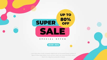 Sale banner template design with geometric background , Big sale special offer up to 80% off. Super Sale, end of season special offer banner. vector illustration.のイラスト素材